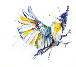 Mon approche psychologie par Joëlle Le Goff, thérapeute psycho-corporelle à Vauhallan, aquarelle multicolore envol de colombe 718x639.